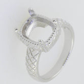 Sterling Silver Semi Mount Ring Setting Cushion CU 11X9mm White Topaz - Syzjewelry